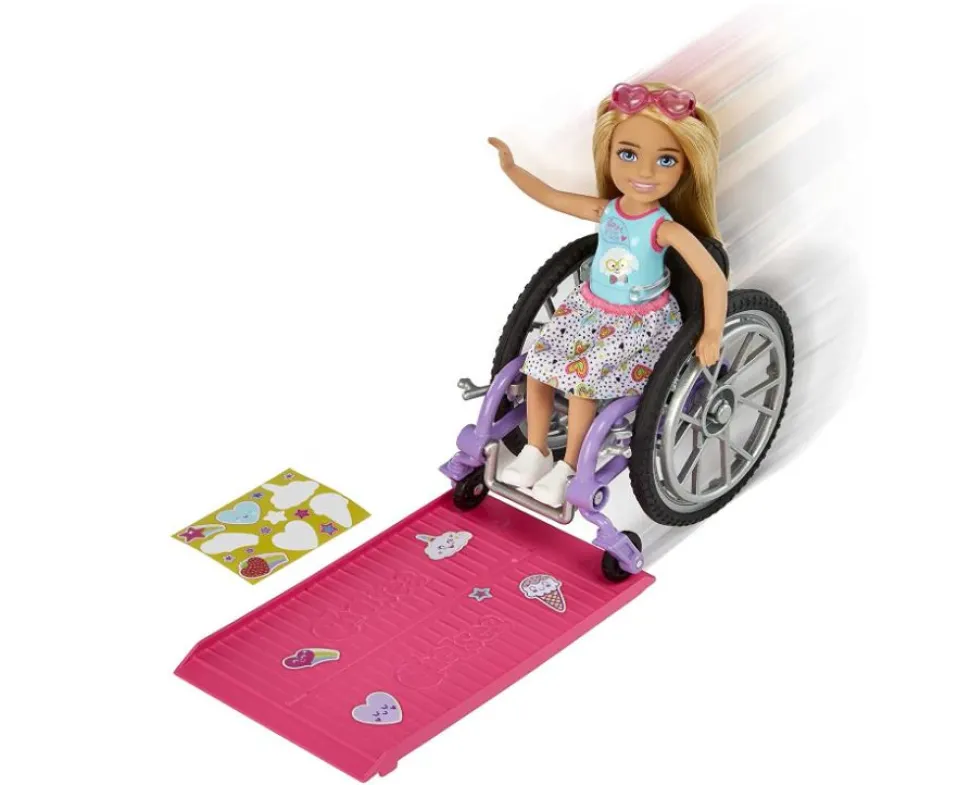 Barbie Chelsea Doll & Wheelchair Blonde Hair Hot