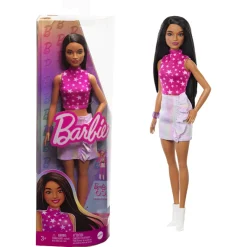 Barbie Fashionistas 65th Anniversary Doll #215 With Black Straight Hair & Iridescent Skirt Fashion