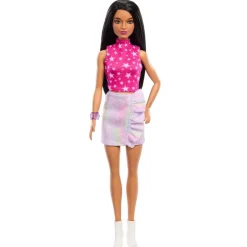 Barbie Fashionistas 65th Anniversary Doll #215 With Black Straight Hair & Iridescent Skirt Fashion