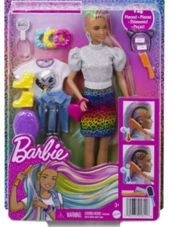 Barbie Leopard Rainbow Hair Doll With Silver Top Best Sale