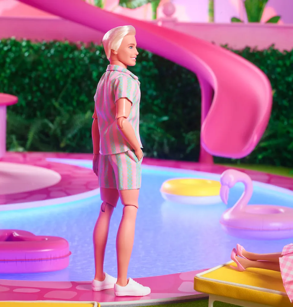 Barbie The Movie Ken Doll In Pastel Striped Beach Matching Set Hot