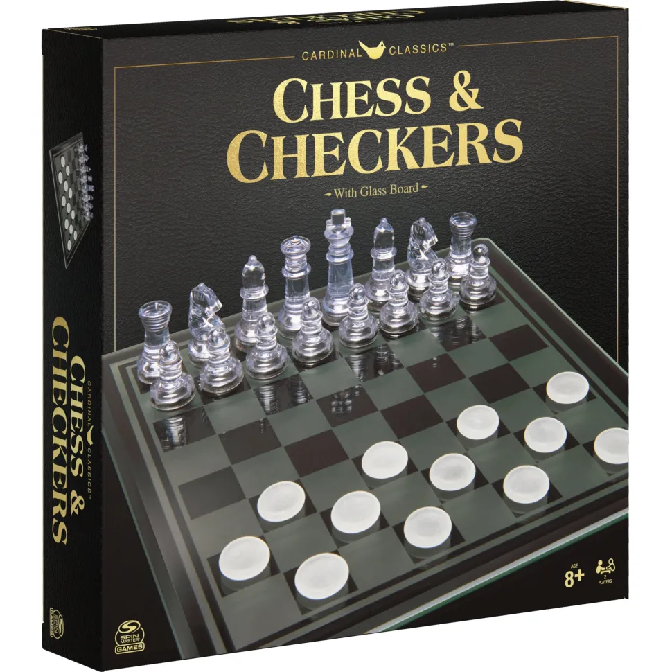 Cardinal Games Cardinal Classics Chess & Checkers With Glass Board New