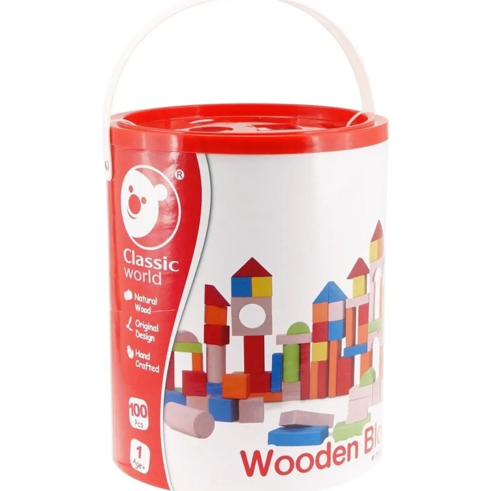 Classic World 100 Piece Wooden Blocks In Barrel Store