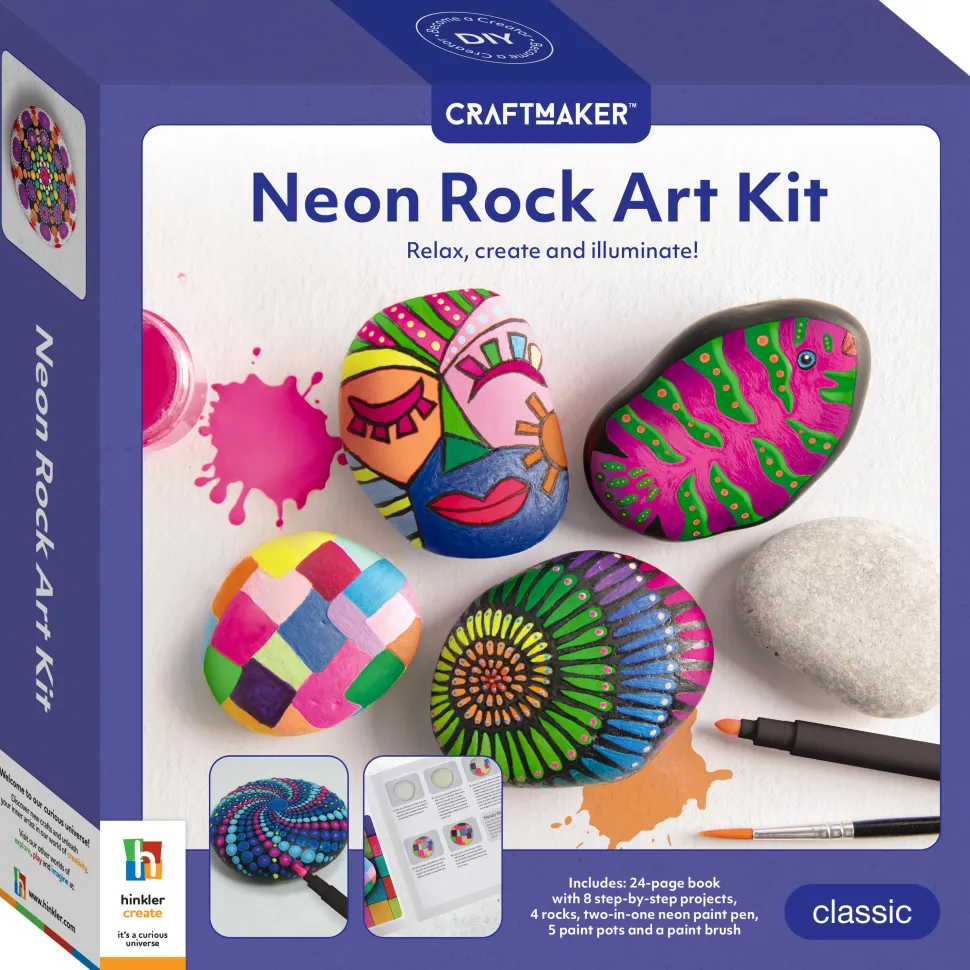 Hinkler Craft Maker Classic Neon Rock Art Kit Cheap