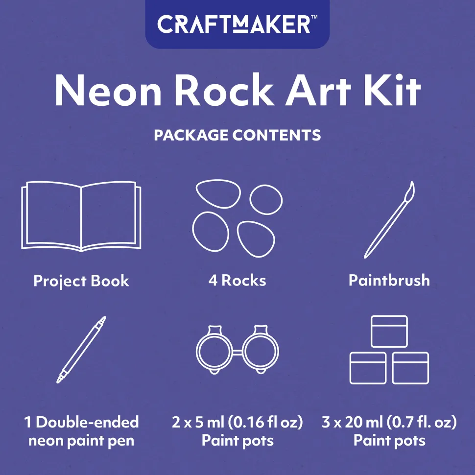 Hinkler Craft Maker Classic Neon Rock Art Kit Cheap