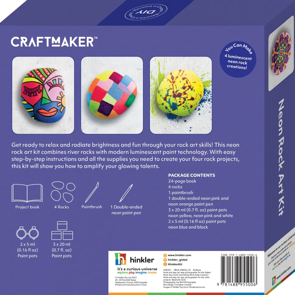 Hinkler Craft Maker Classic Neon Rock Art Kit Cheap