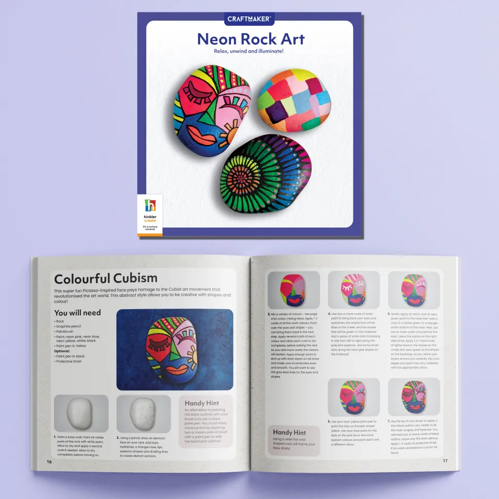 Hinkler Craft Maker Classic Neon Rock Art Kit Cheap
