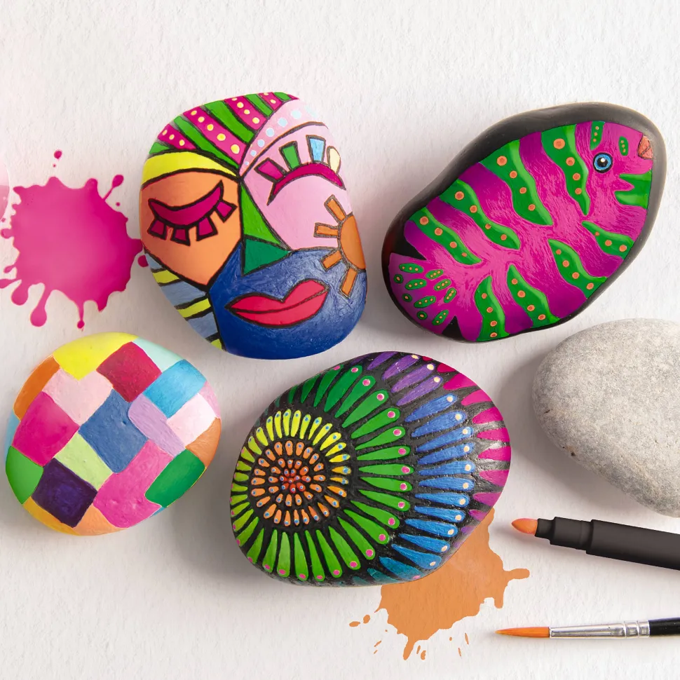Hinkler Craft Maker Classic Neon Rock Art Kit Cheap