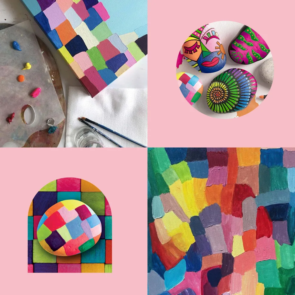Hinkler Craft Maker Classic Neon Rock Art Kit Cheap