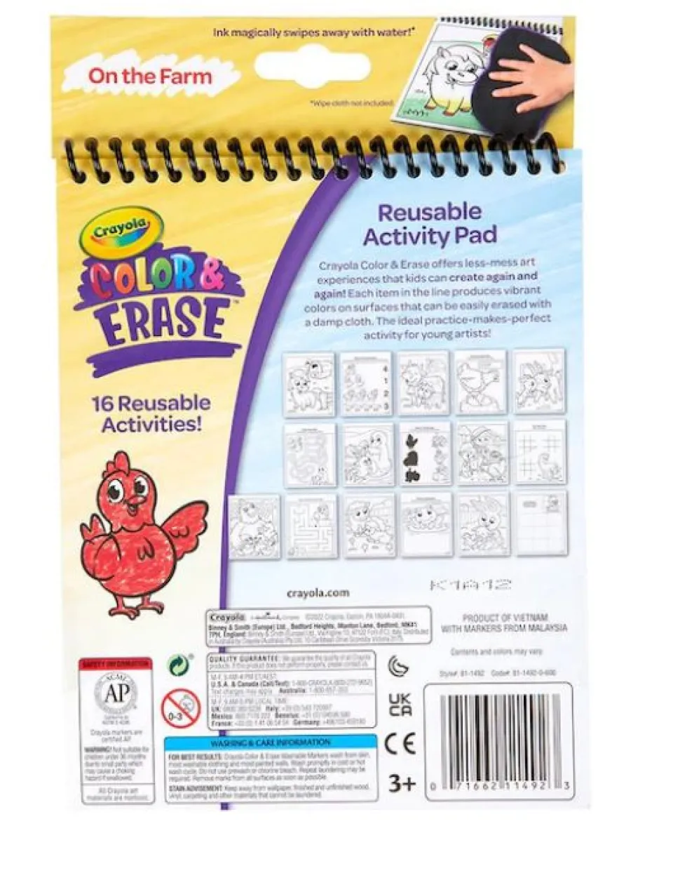 Crayola Colour & Erase Reusable Activity Pad - On The Farm Clearance