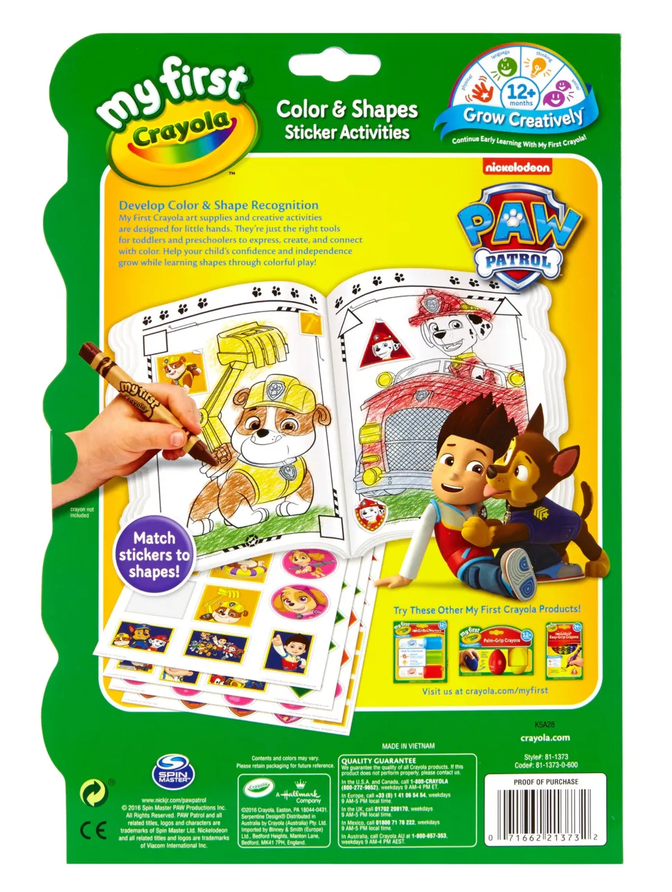 Crayola PAW Patrol My First Colour & Shapes Sticker Activity Book Discount