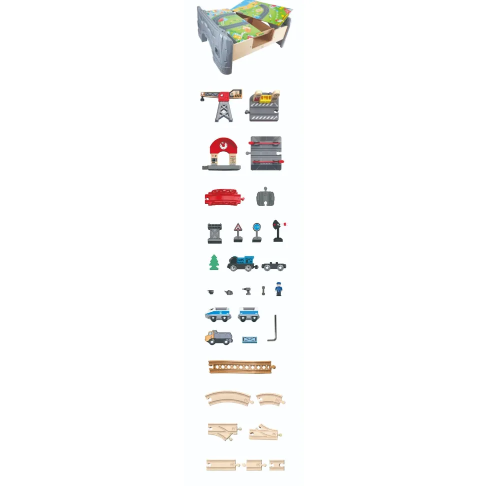 Hape 70 Piece Railway Train & Table Set Best Sale