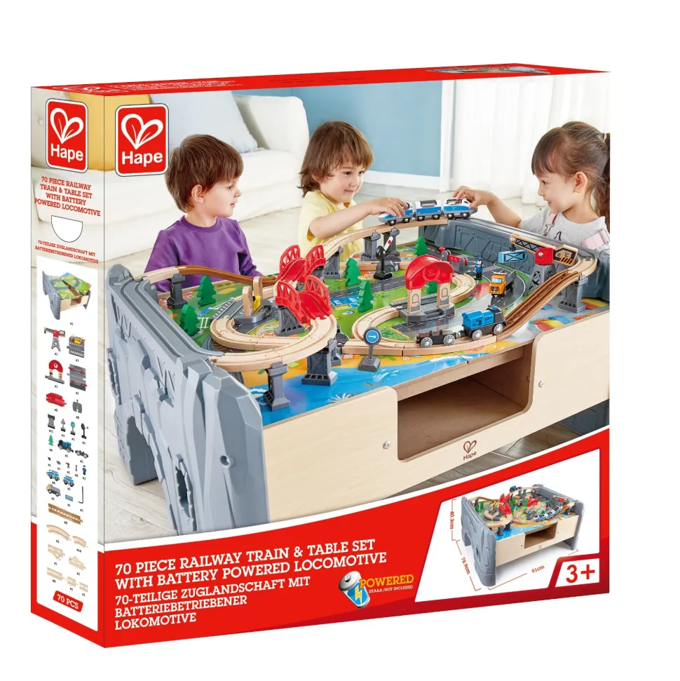 Hape 70 Piece Railway Train & Table Set Best Sale