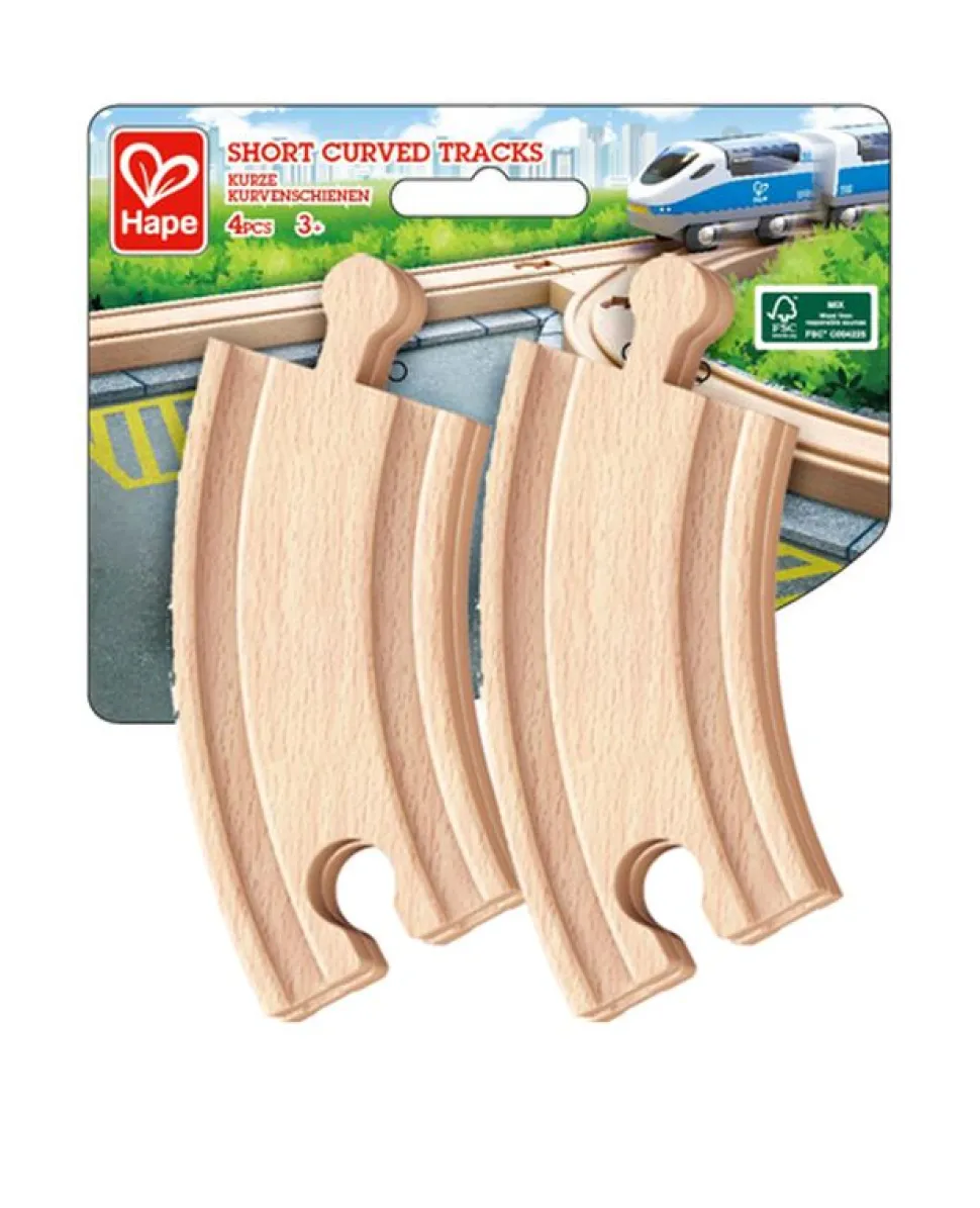 Hape Railway Short Curved Tracks 4 Pack Fashion