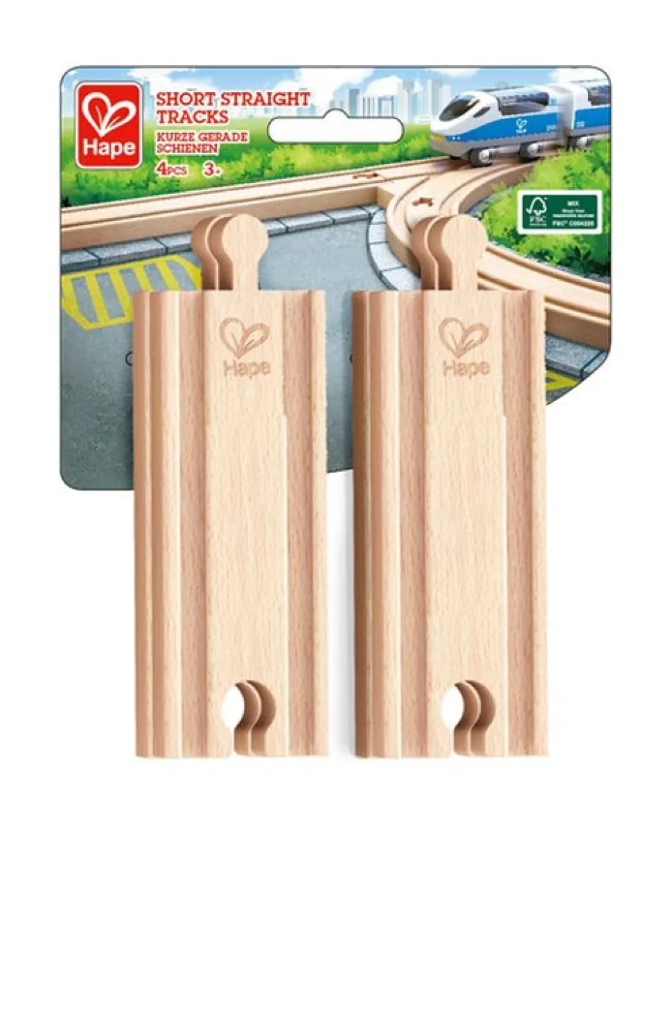 Hape Railway Short Straight Tracks 4 Pack Fashion