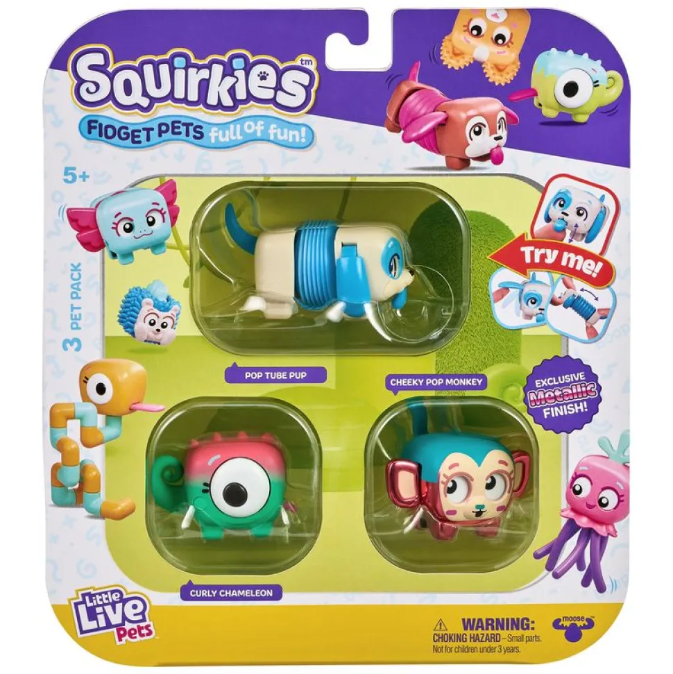 Little Live Pets Squirkies Fidget Pets 3 Pack Series 1 Metallic Cheeky Monkey Fashion
