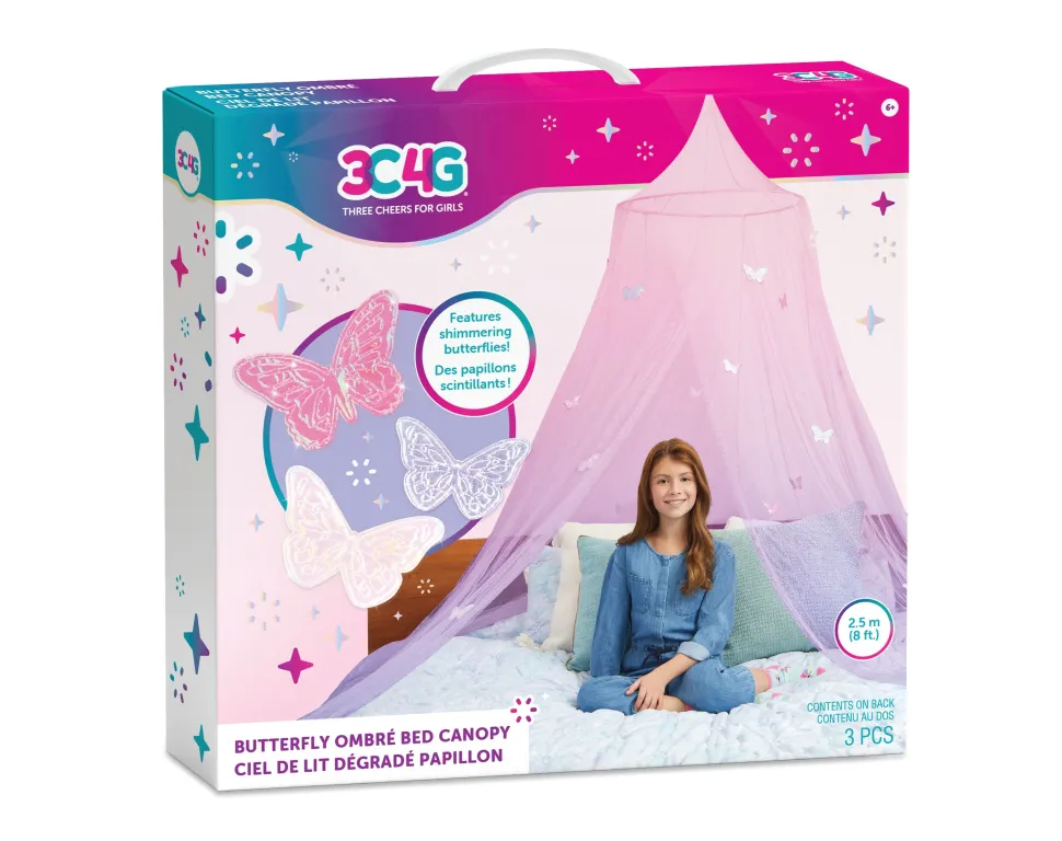 3C4G Make It Real Three Cheers For Girls Butterfly Ombre Bed Canopy Discount