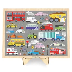 Mudpuppy Mud Puppy On The Move 100 Piece Wooden Puzzle + Display Hot