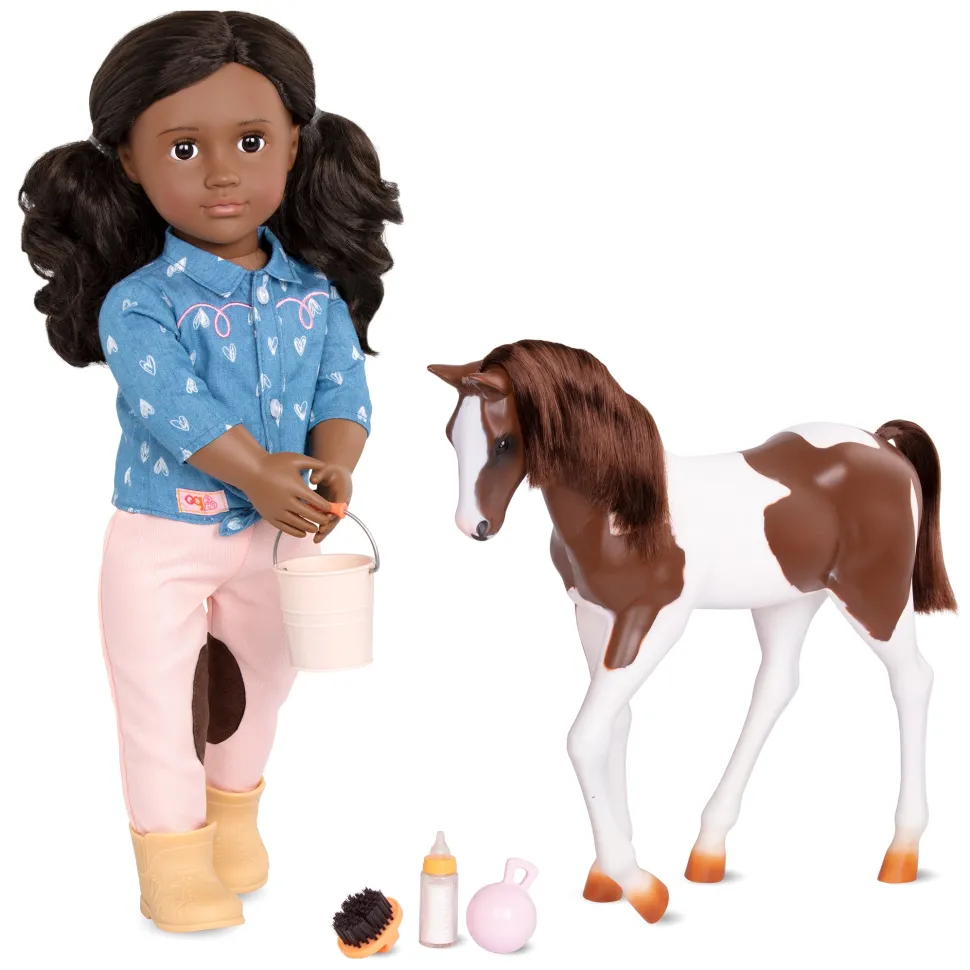 Our Generation 18Inch(45cm) Deluxe Doll Daveen With Pet Foal Clearance