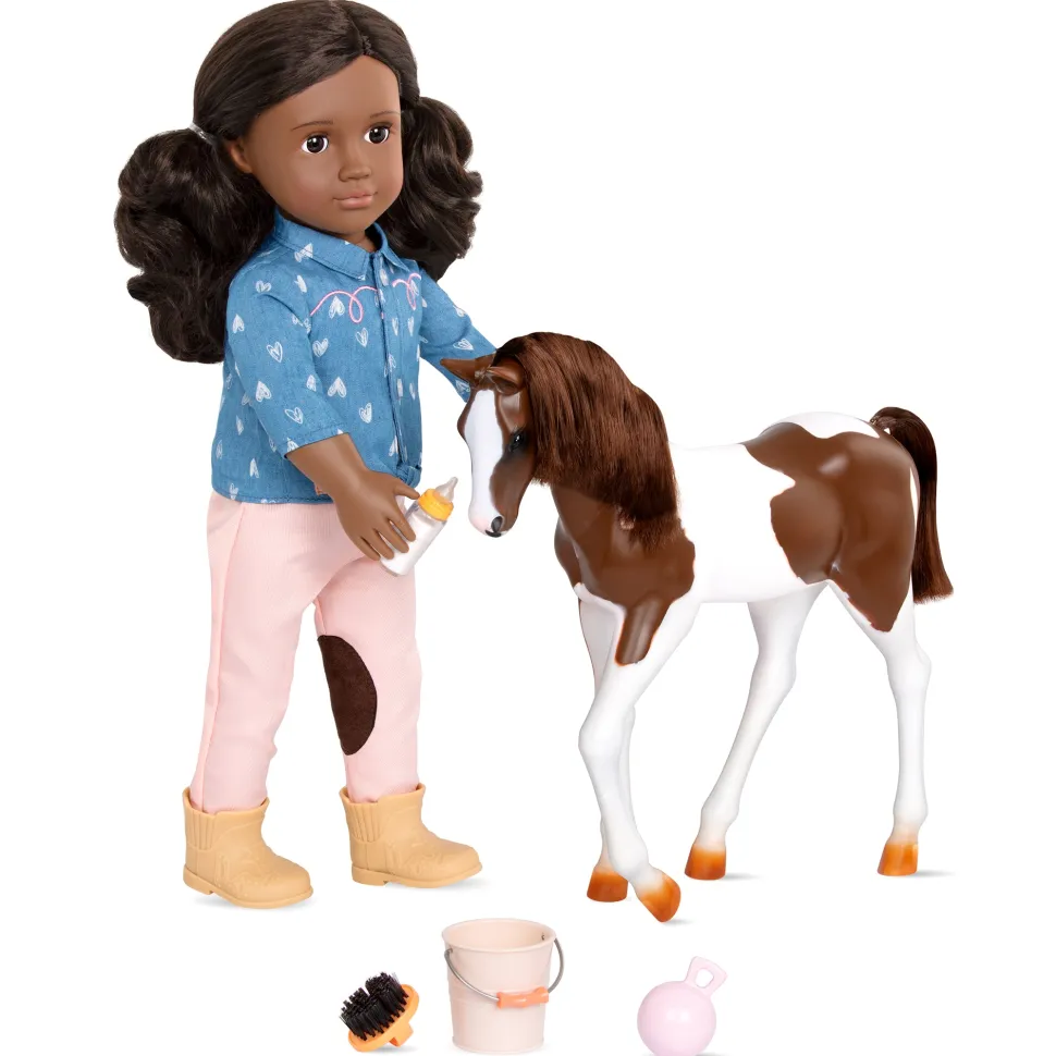 Our Generation 18Inch(45cm) Deluxe Doll Daveen With Pet Foal Clearance