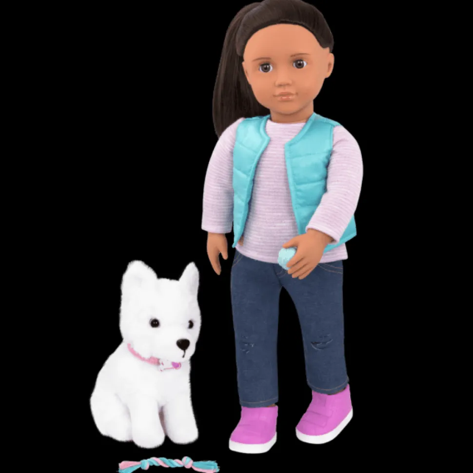Our Generation 18Inch(45cm) Professional Doll Cassie The Dog Trainer With Pet Dog Best