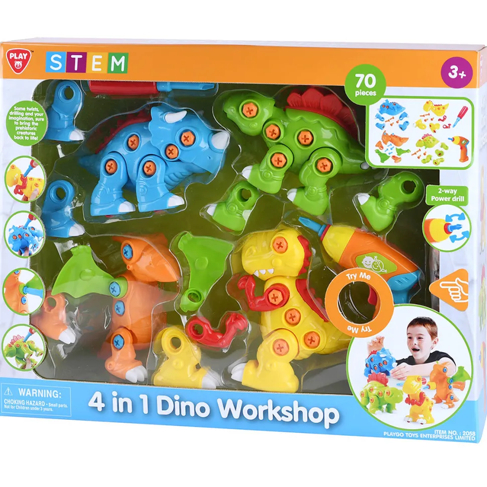 Playgo Toys Ent Ltd Playgo Toys Ent. Ltd. 4 In 1 Dino Workshop Set Flash Sale