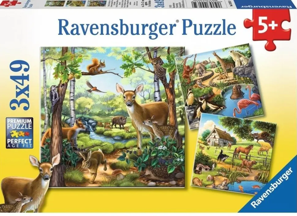 Ravensburger Forest Zoo & Pets 3x49 Piece New