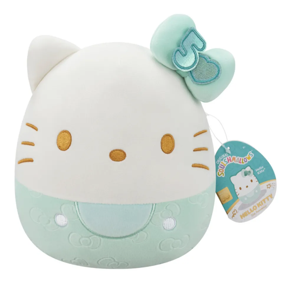 Squishmallows 8 Inch Hello Kitty 50th Anniversary Bows Teal Fashion