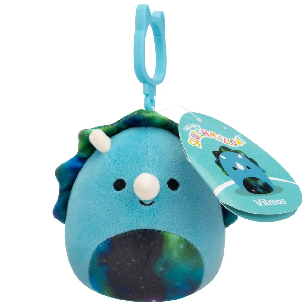 Squishmallows 3.5 Inch Plush Clip-On S20 Vilmos Blue Triceratops Cheap