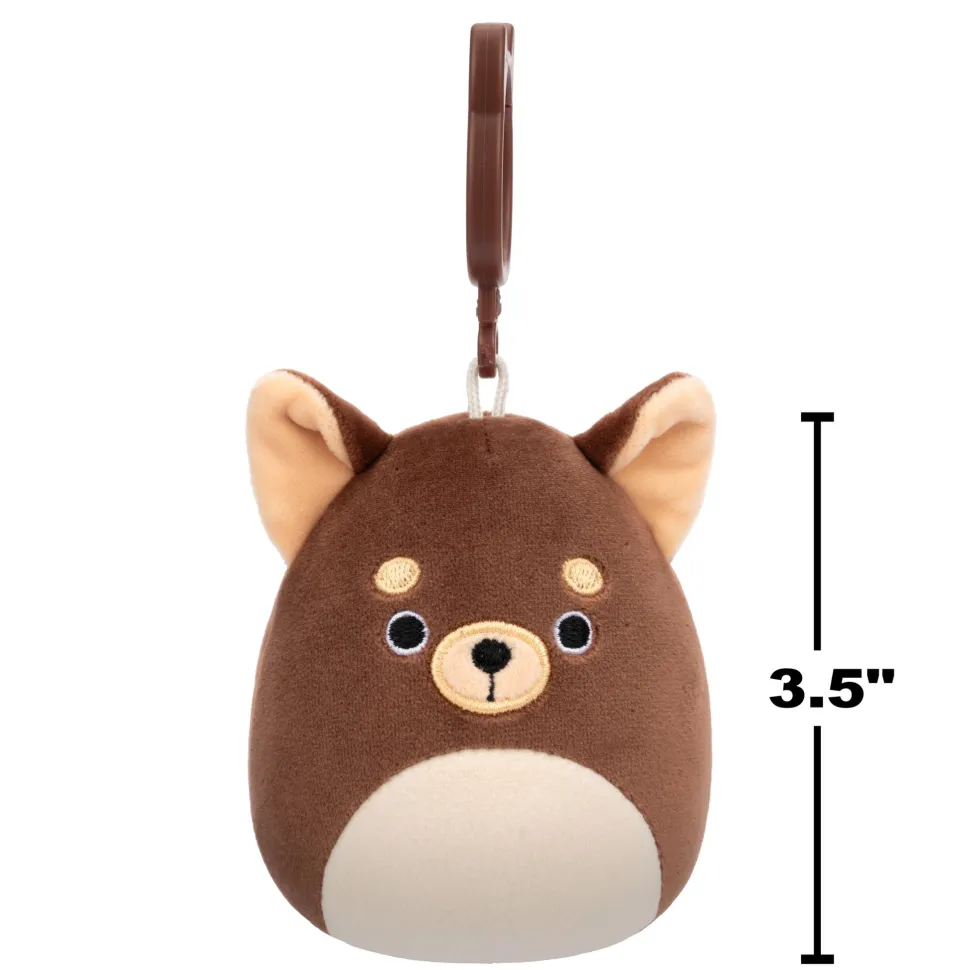 Squishmallows 3.5 Inch Plush Clip-On S20 Barkevina Dark Brown Chihuahua Fashion