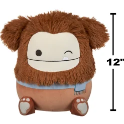 Squishmallows 12 Inch Plush S20 Benny Winking Brown Bigfoot With Scarf Flash Sale
