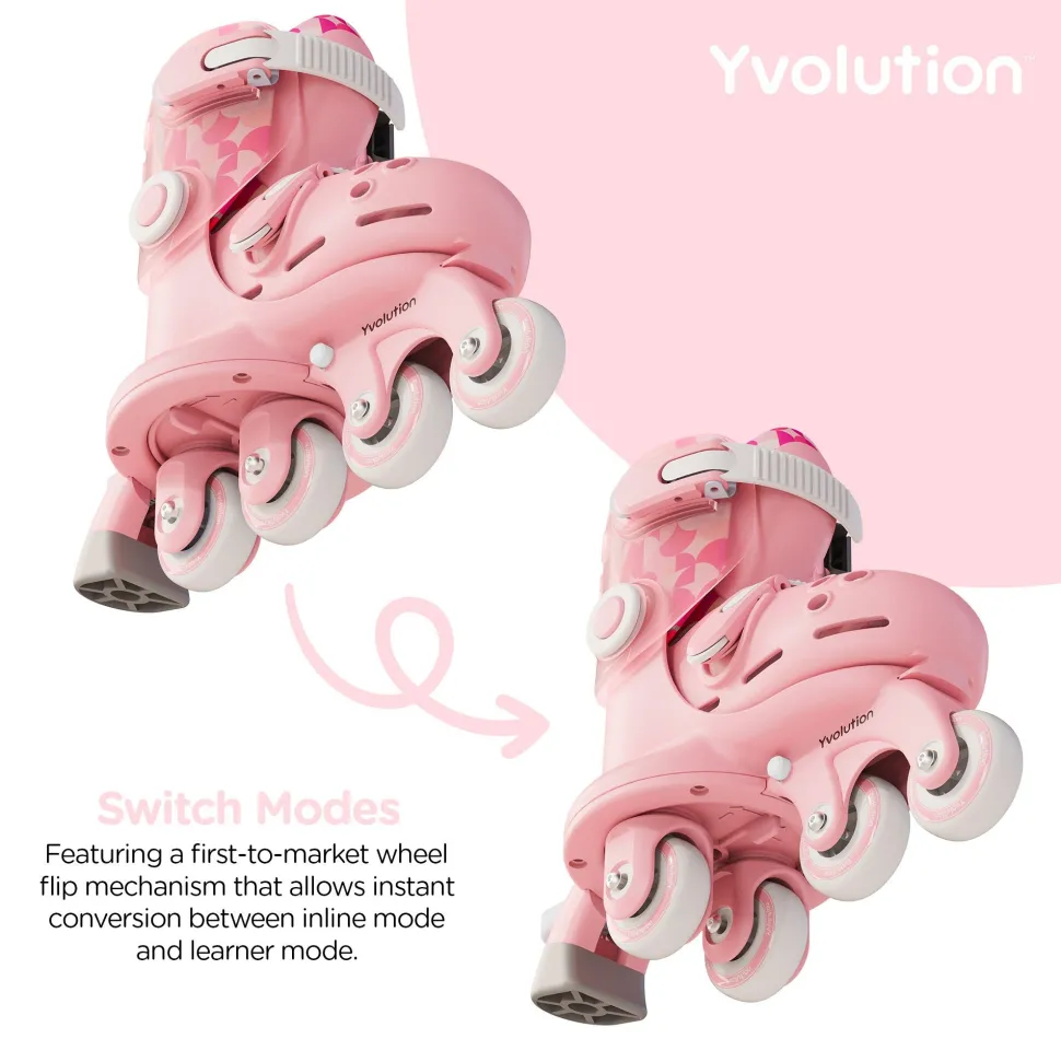 Yvolution Twista Skates Pink Size 7J - 11J Hot