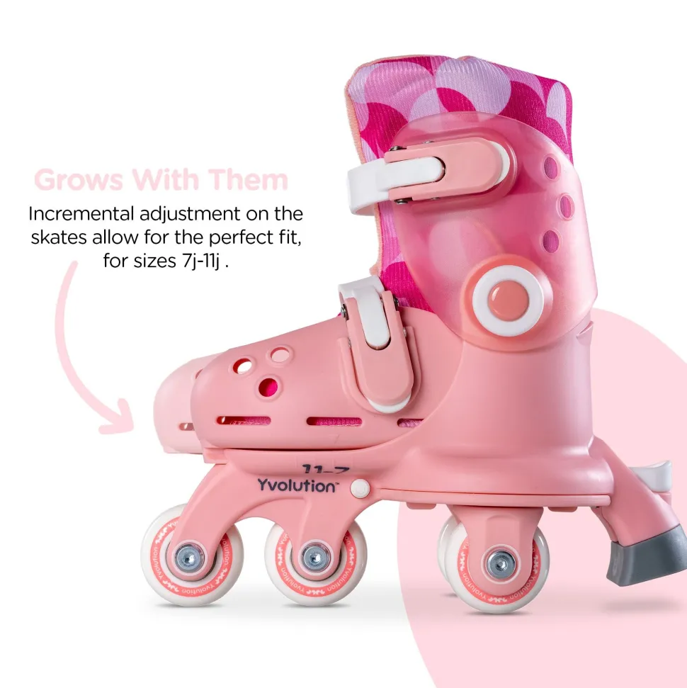 Yvolution Twista Skates Pink Size 7J - 11J Hot