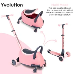 Yvolution Y Glider Luna 5In1 Kids Scooter Pink Clearance
