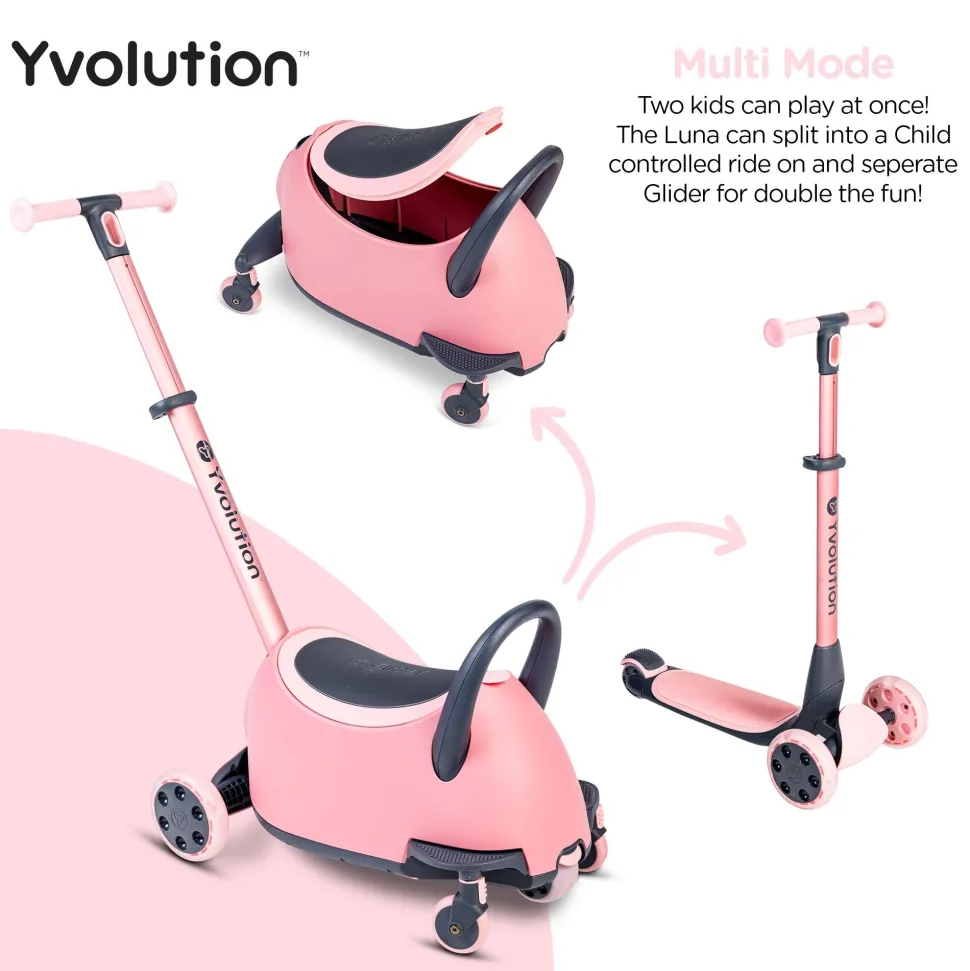 Yvolution Y Glider Luna 5In1 Kids Scooter Pink Clearance