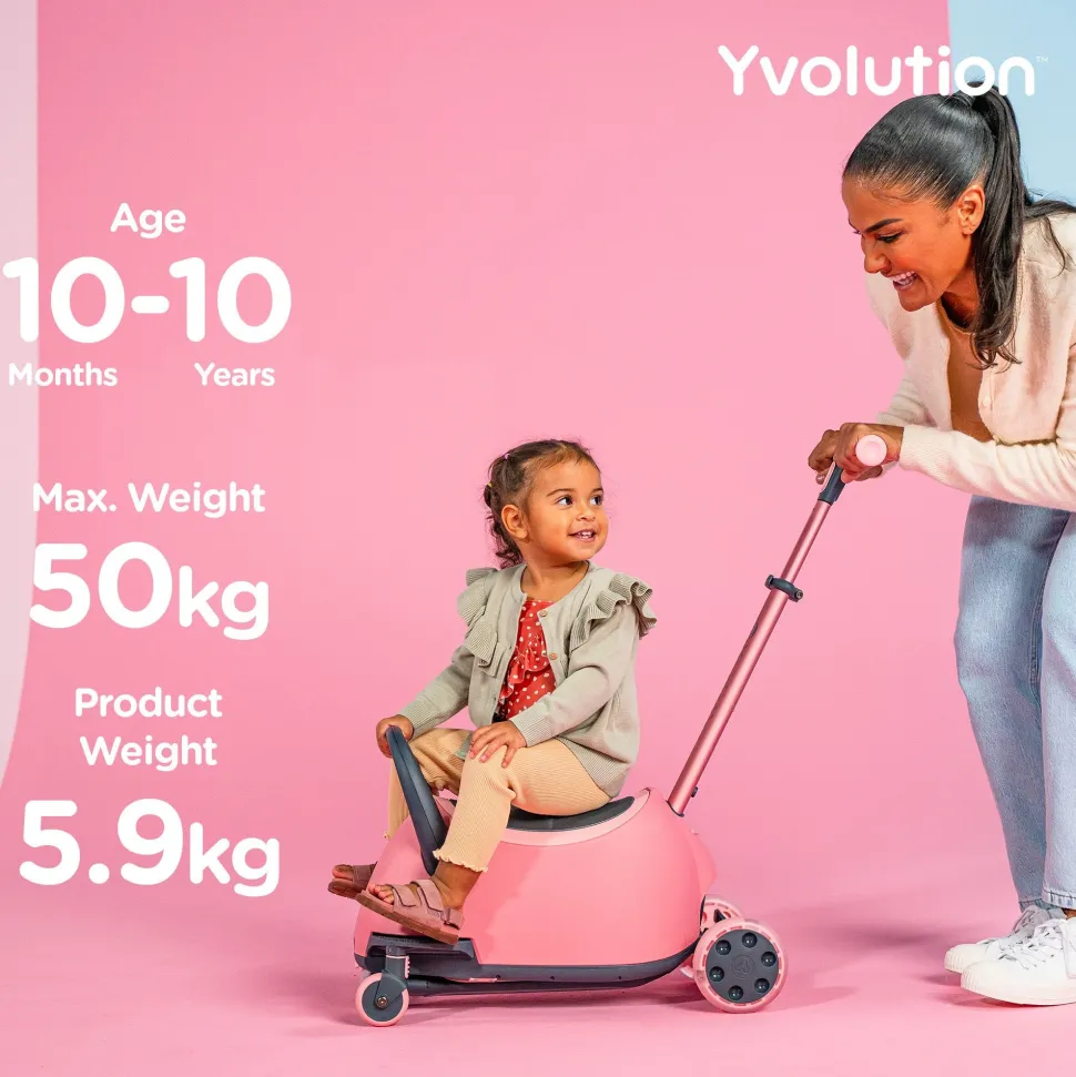 Yvolution Y Glider Luna 5In1 Kids Scooter Pink Clearance